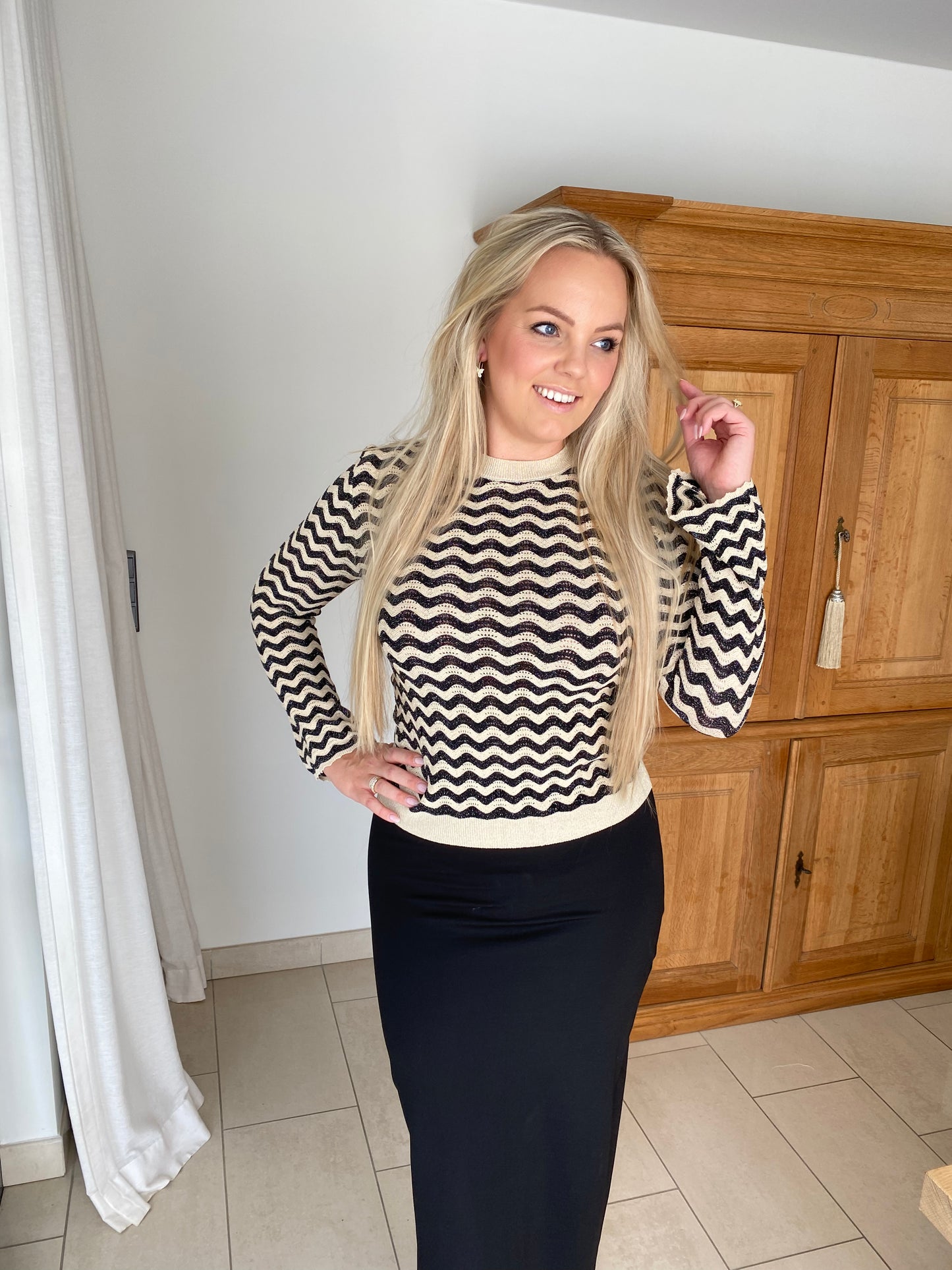 Striped crochet blouse