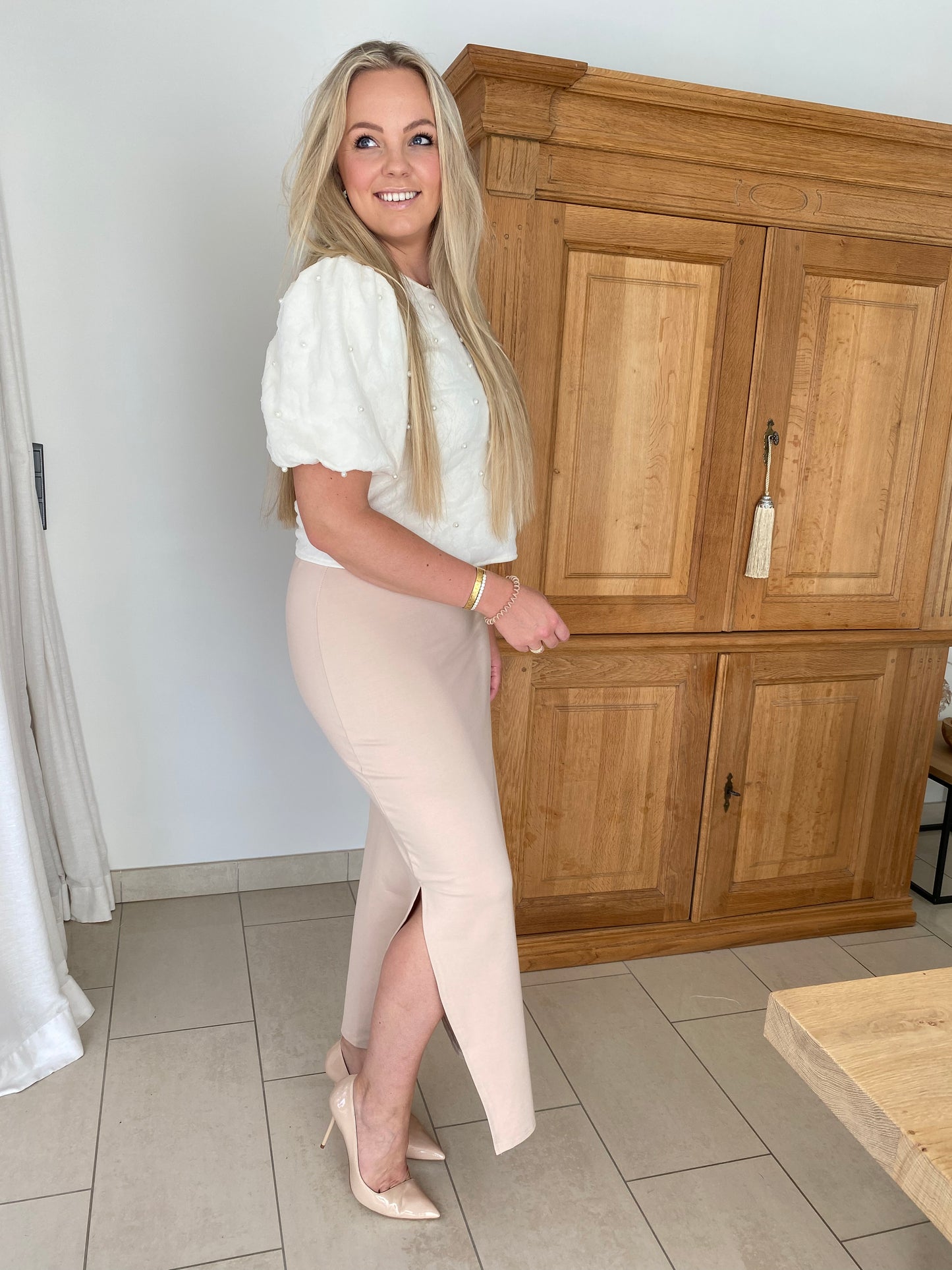 Long beige skirt